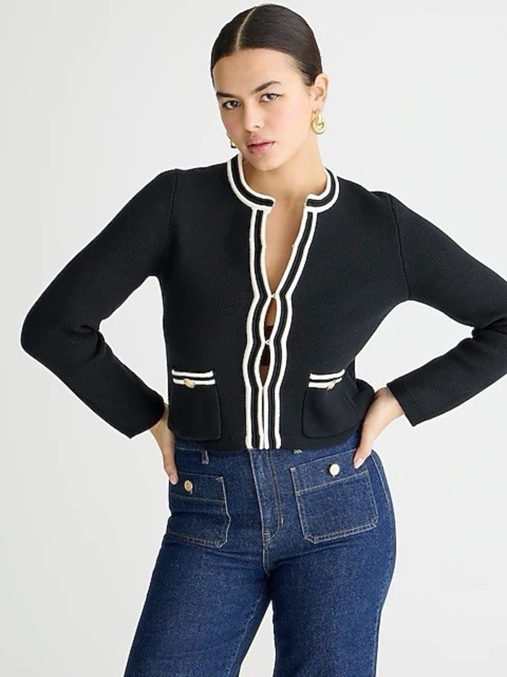 J. Crew Emilie Sweater Lady Jacket with Contrast Trim